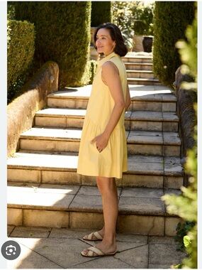 Maye Corinne Mini Dress Lemon Yellow Sleeveless Button Front Sz XS US 4 NEW